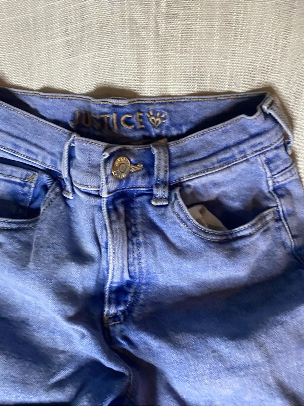 Justice Girls Distressed Medium Blue Ripped Jeans